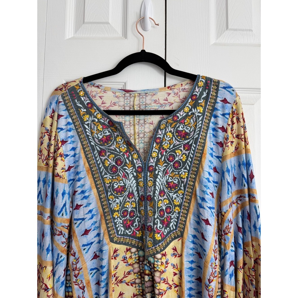 Soft Surroundings Fifi Embroidered Tunic Top Women's Medium Multi Bell‎ Sleeve - Picture 2 of 8